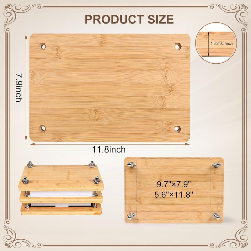 Draywitt Wooden and Bamboo Book Press - double portable bookbinding supplies,book binding kit for beginners(11.8×7.9inch) - Image 2